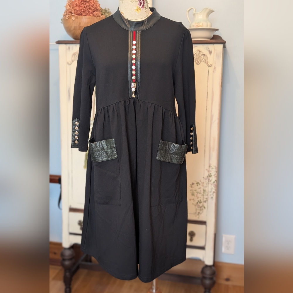 Elegant Black Dress with Button Details